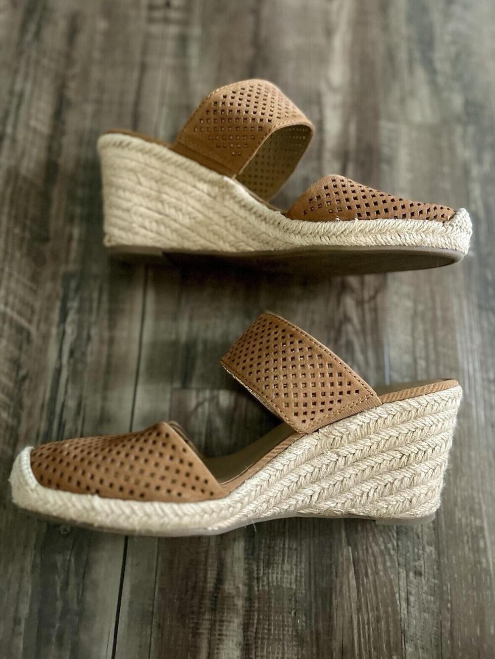 Franco Sarto Espadrille Wedge Closed Toe Sandals Women’s Size 9.5 Leather Upper - Picture 7 of 9